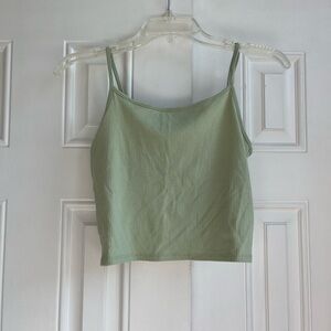 Green Ribbed Women's Top